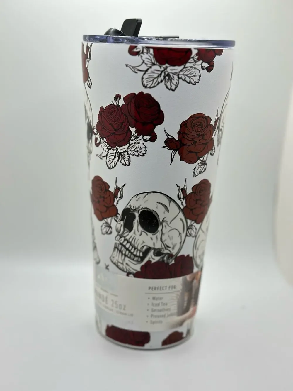 New 25oz Halloween Skulls and Roses Hydrapeak Tumbler